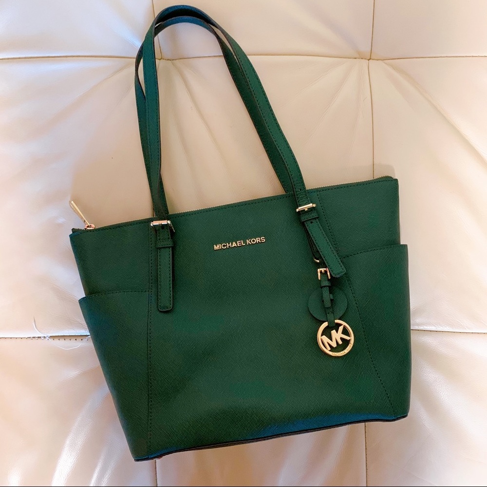 SOLD Michael Kors Green Jet Set Tote